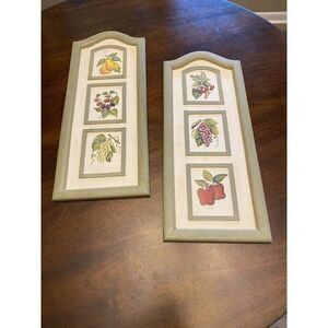 Vintage Home Interiors Fruit Paintings Wall Decor Pear Grapes Cherry Apples